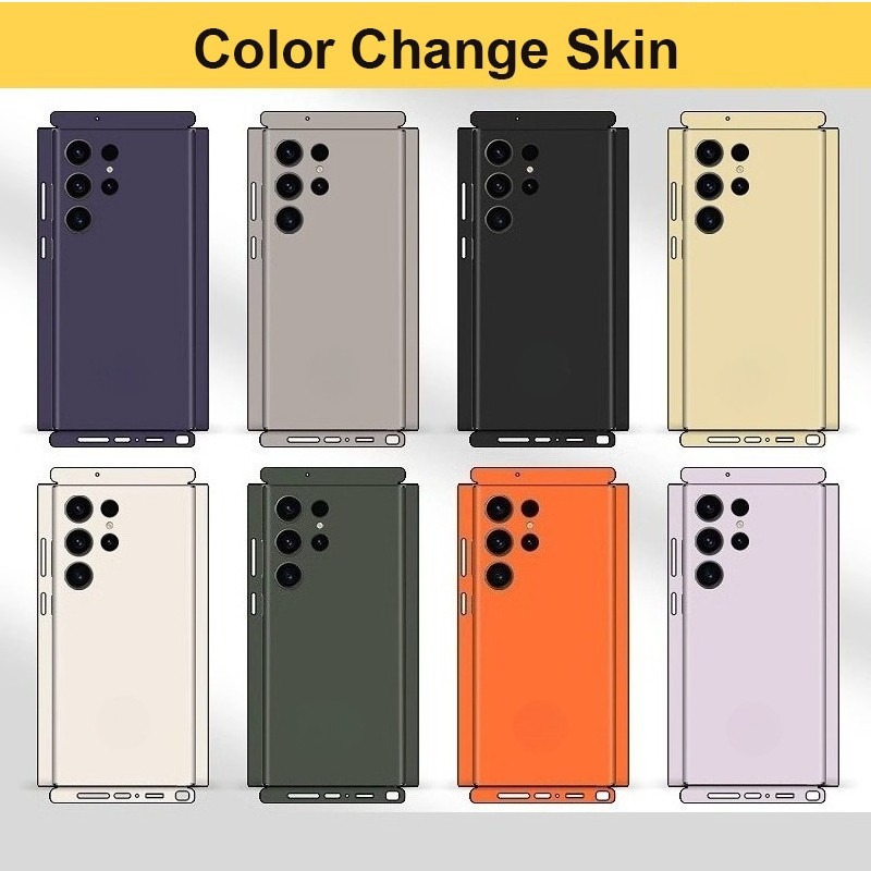 ผิวสีเดิมสําหรับ Samsung Galaxy S24 S25 S26 Ultra Back Protector พร้อมฟิล์มด้านข้างสติกเกอร์ธรรมดา