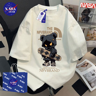 【จัดส่งจากกรุงเทพฯ】🔥NASA เสื้อยืดลายพิมพ์ สีขาว โอเวอร์ไซส์ …
