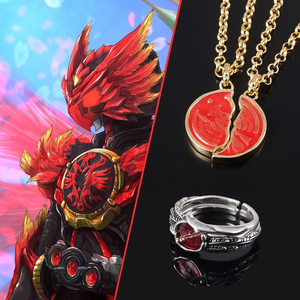 2026 สินค้าใหม่ การ์ตูน Kamen Rider สร้อยคอ ooo เหรียญจี้อุปกรณ์ต่อพ่วงคู่จี้คู่แหวนใบมีดศักดิ์สิทธิ