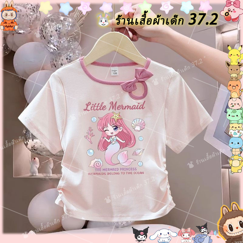 เสื้อแขนสั้นสำหรับสาวใหญ่ ผ้าฝ้าย 100% สไตล์เจ้าหญิง มีโบว์ที่คอ ระบายอากาศได้ดี เหมาะสำหรับฤดูร้อน
