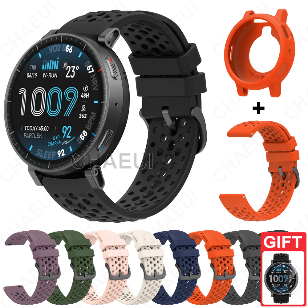 สร้อยข้อมือสายรัดซิลิโคนพร้อมอุปกรณ์เสริมสายรัดข้อมือเคสสําหรับ Amazfit Active Max