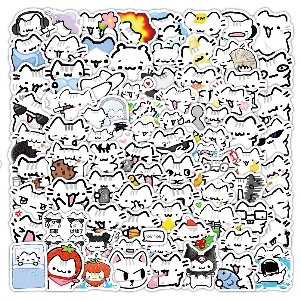 โหระพาแมวสติ๊กเกอร์ตกแต่ง103แผ่นสําหรับวารสารไดอารี่วางแผน ทําเอง งานฝีมือเครื่องเขียน