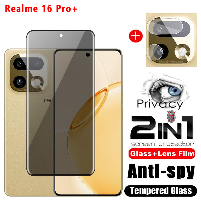 สําหรับRealme 16 Pro Plus 4G 5G 2026 โค้งความเป็นส่วนตัวกระจกนิรภัยป้องกันหน้าจอคลุมทั้งหมดฟิล์มป้องกันโทรศัพท์สําหรับRealme16Pro 16Pro + เลนส์กล้อง