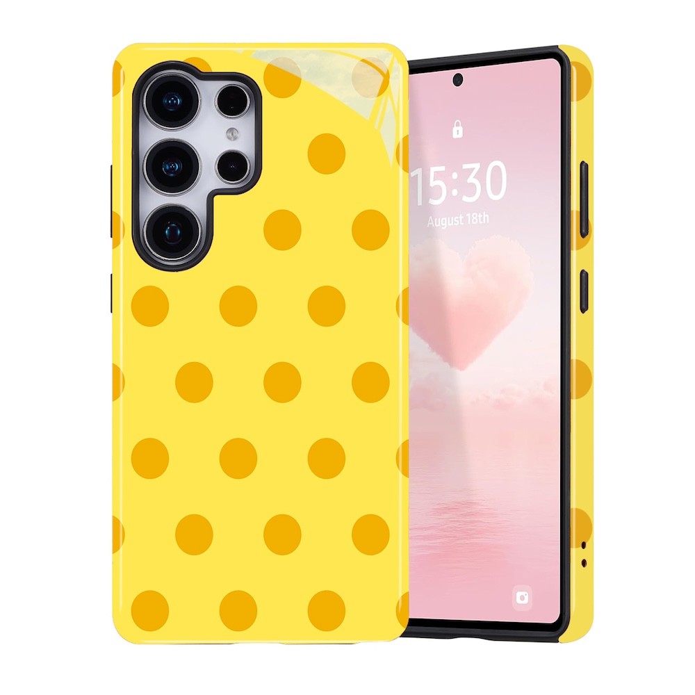 เคสโทรศัพท์ลายจุดสีเหลืองน่ารักสําหรับ Samsung S26 S23 S24 S25 Plus Ultra A16 A26 A36 A56 5G สองชั้นปกหลัง ราคา ถูกที่สุด ดีลบีเคเค