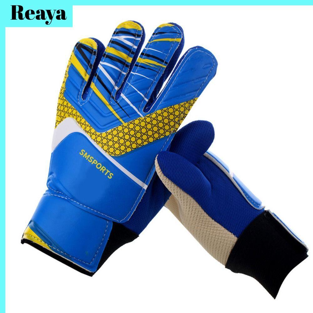 ถุงมือผู้รักษาประตูฟุตบอลสําหรับเด็ก REAYA ถุงมือผู้รักษาประตูเด็กแบบหนาป้องกันเต็มนิ้วฟุตบอลยางพร้อมถุงมือฟุตบอลด้ามจับแข็งแรง