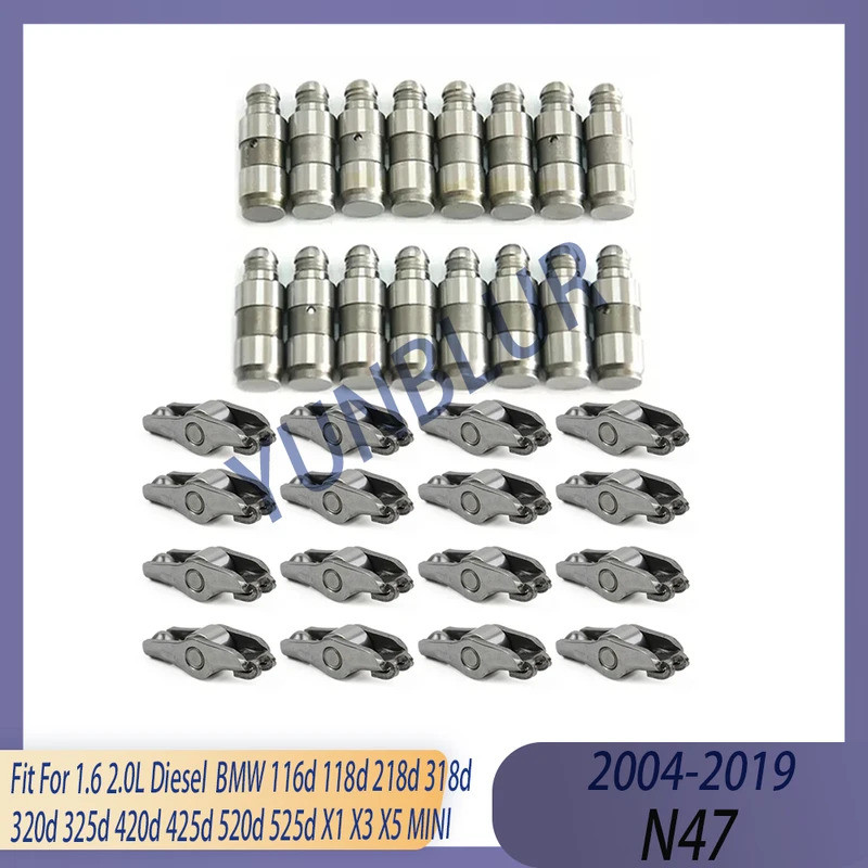 16x Rocker Arm / 16x วาล์ว Lifter Kit Fit 1.6 2.0 L ดีเซล N47 04-19 สําหรับ BMW 116d 118d 218d 318d 