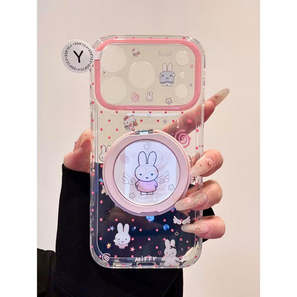 เคส Stick Point การ์ตูนน่ารักปีกโปร่งใส Miffy Rabbit IMD เคสโทรศัพท์เหมาะสําหรับ iPhone171615กันกระแ