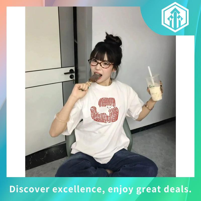 Lazy Girl T-Shirt - เสื้อยืดปักผู้หญิงทําจากผ้าฝ้ายสุดเท่พร้อมแขนสั้น nhien.official BT263
