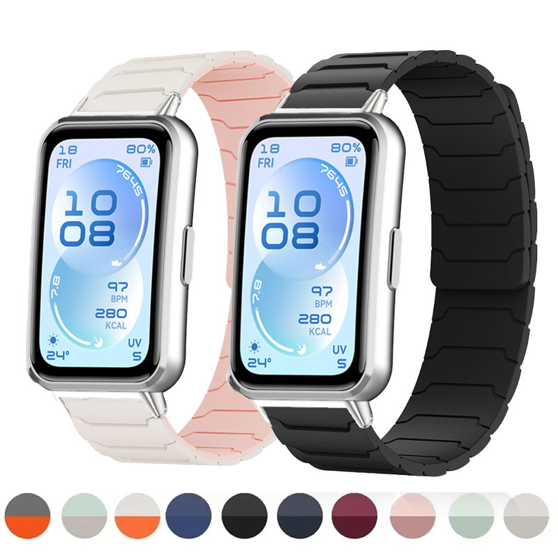 สายรัดห่วงแม่เหล็กสําหรับHuawei Band 11/Huawei Band 11 Proปรับยางซิลิโคนเข็มขัดสร้อยข้อมือสายรัดข้อมืออุปกรณ์เสริมสําหรับSmartwatch Huawei Band 11