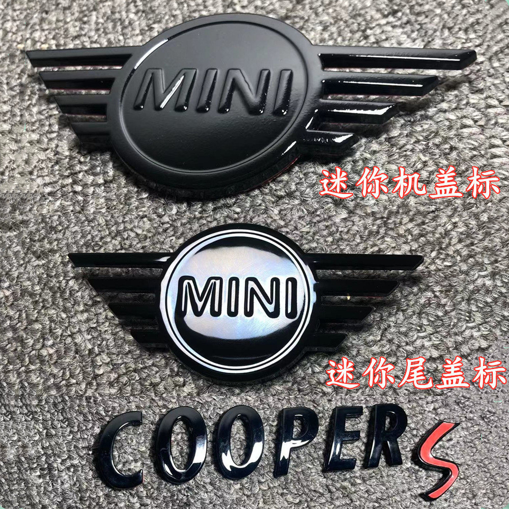 BMWmini Mini F54F55F56F57F60 สีดําสีดําโลโก้รถโลโก้ตัวอักษรด้านหน้าด้านหลังโลโก้ปกโลโก้