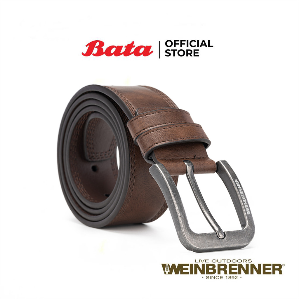 Bata บาจา Weinbrenner เข็มขัดลำลอง Size XL ขนาด 120 cm. สำหรับผู้ชาย รุ่น EASTIN-PIN สีดำ 9346401 สีน้ำตาล 9344401