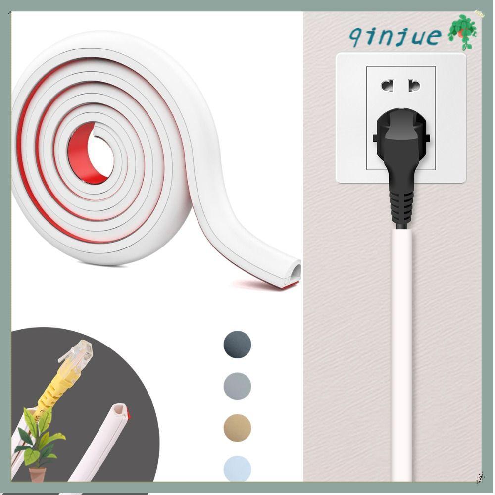 QINJUE Wall Cord Hider, Wall Mount 1m Wire Cover, Professional Raceway สาย PVC ยืดหยุ่นคอนซีลเลอร์ H