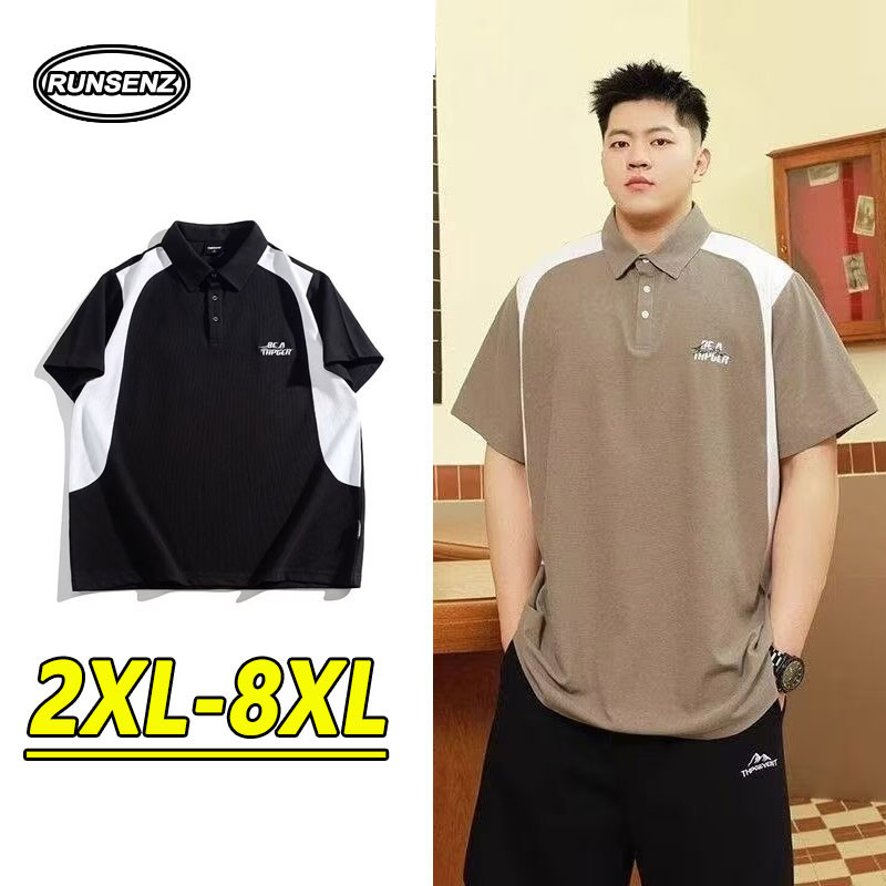เสื้อโปโลชายไซส์ใหญ่ XXL-8XL สำหรับคนตัวใหญ่ สปอร์ตและสวมใส่ง่าย แขนสั้น สบายๆ