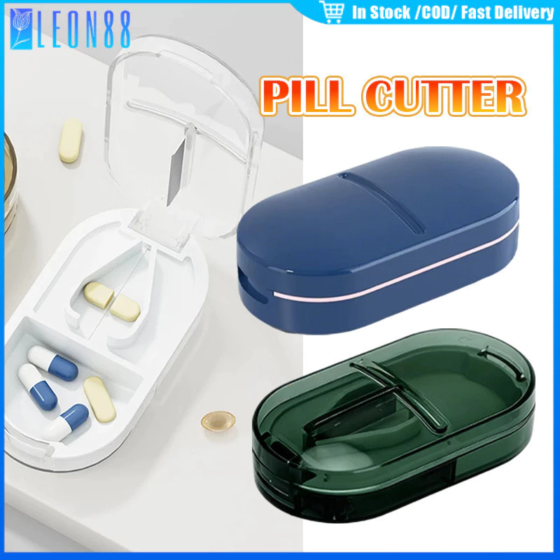 ของมาใหม่！ตลับตัดยาเม็ด กล่องใส่ยาพลาสติก ใบมีดสแตนเลส คม แบ่งเม็ดยา สำหรับเดินทาง