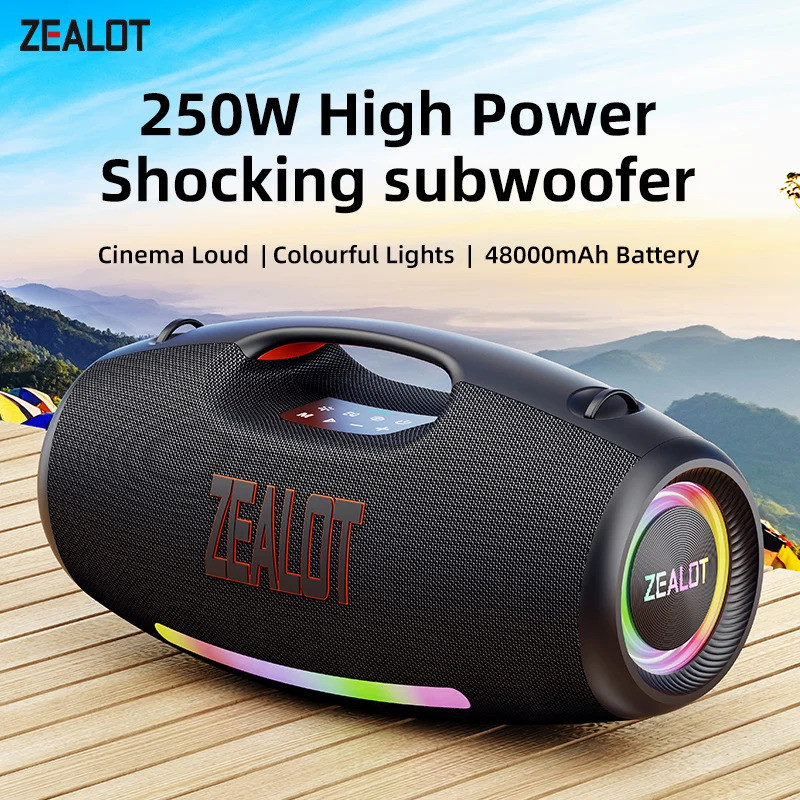 ZEALOT-S89 250W กันน้ําแบบพกพาลําโพงบลูทูธดัง,ไร้สายกลางแจ้ง Boombox ซับวูฟเฟอร์Triple Passive หม้อน