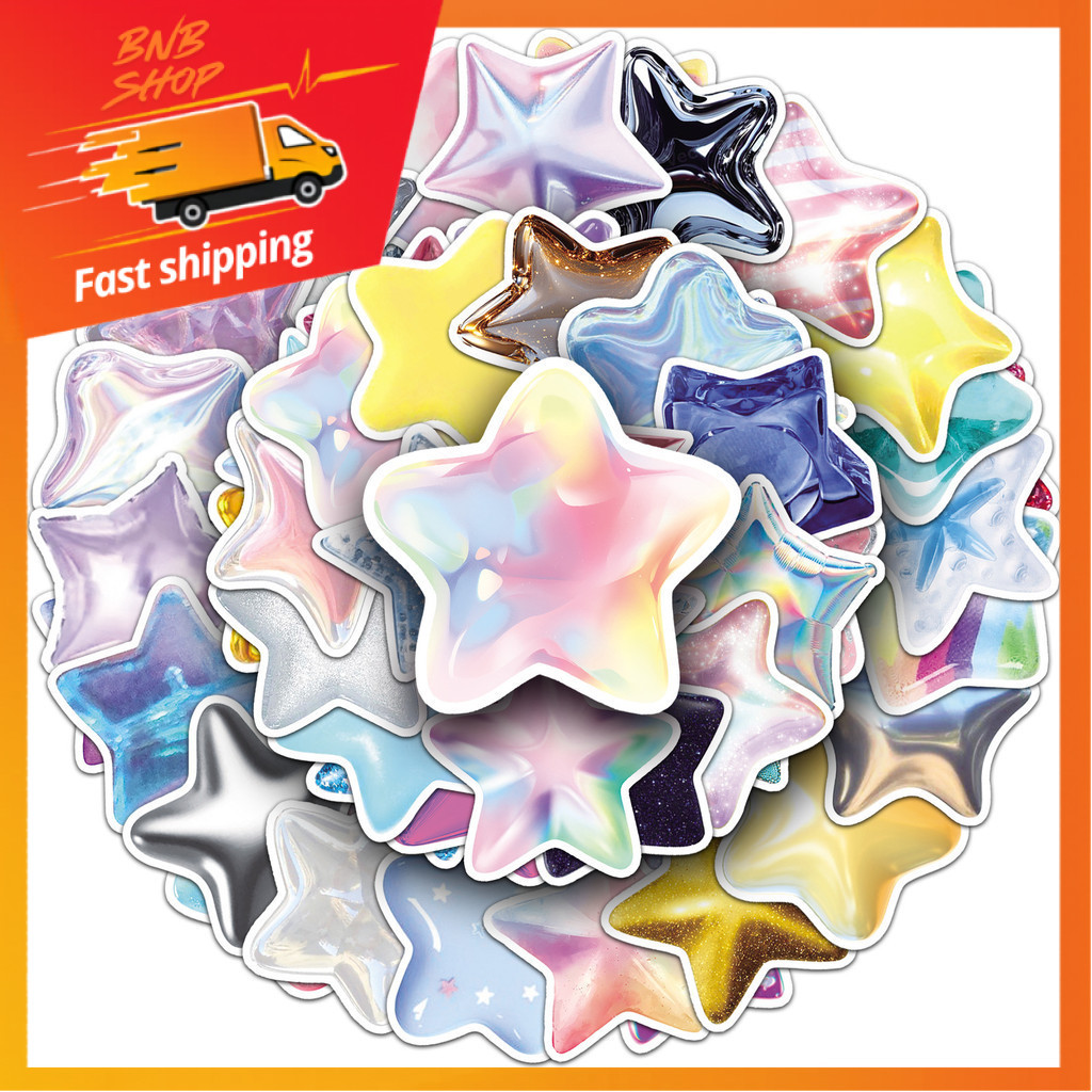 🍀ส่งจากไทย🍀 50แบบ Sticker รูปดาว ธีม โฮลาแกรม แวววาวสีรุ้ง Star Theme holographic iridescent finish