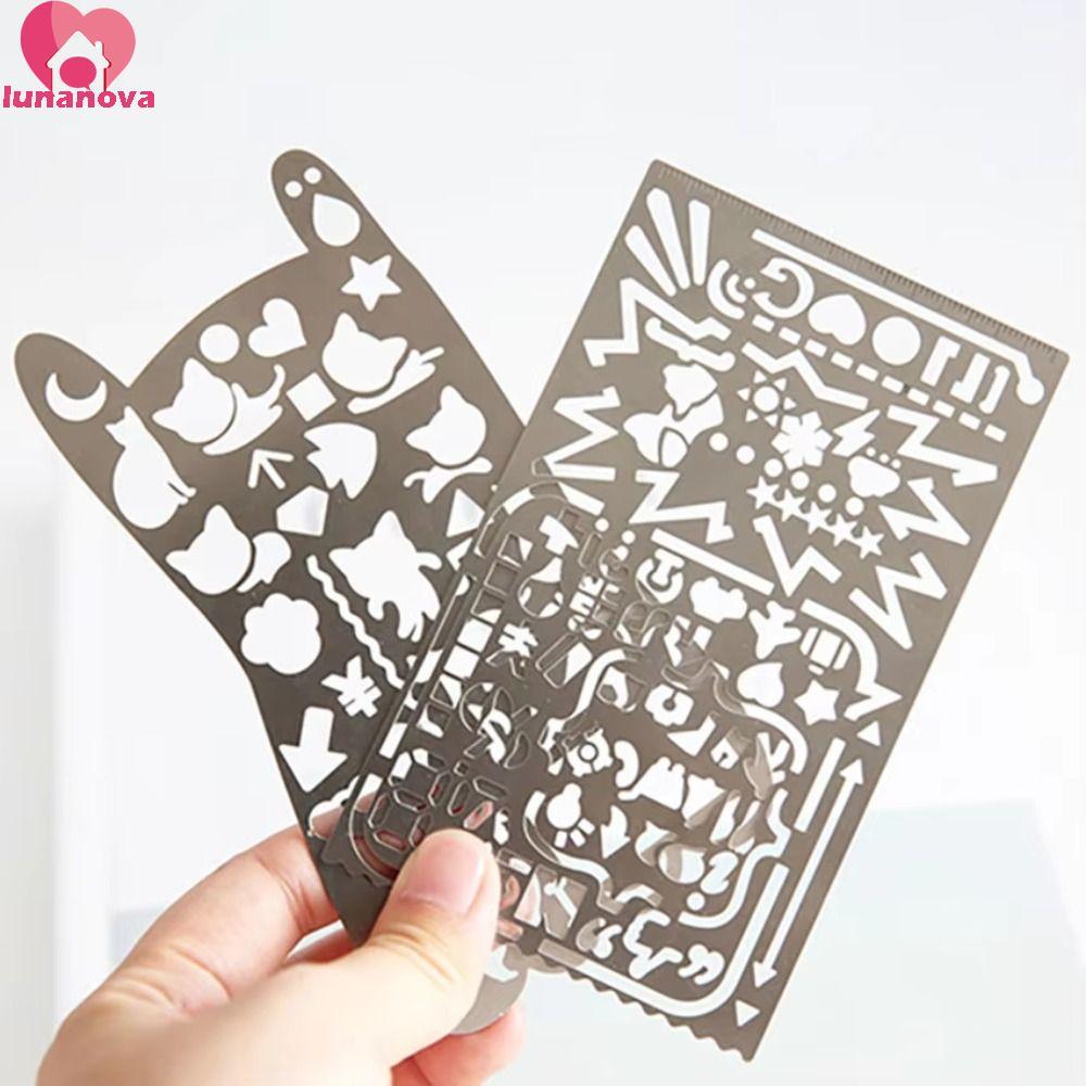 LUNANOVA Hollowed Out Ruler, School Projects Cat Shape Template Ruler, Multifunctional Smooth Surfac