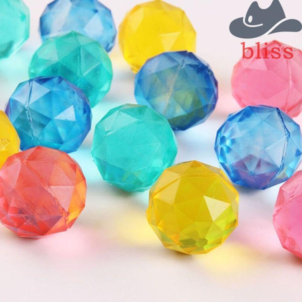BLISS 6 ชิ้น Diamond Bouncy Ball, Bouncy ของเล่นยางนุ่ม Bouncy Ball, เพชรรูปร่าง Ball สุ่มสายรุ้งสีข