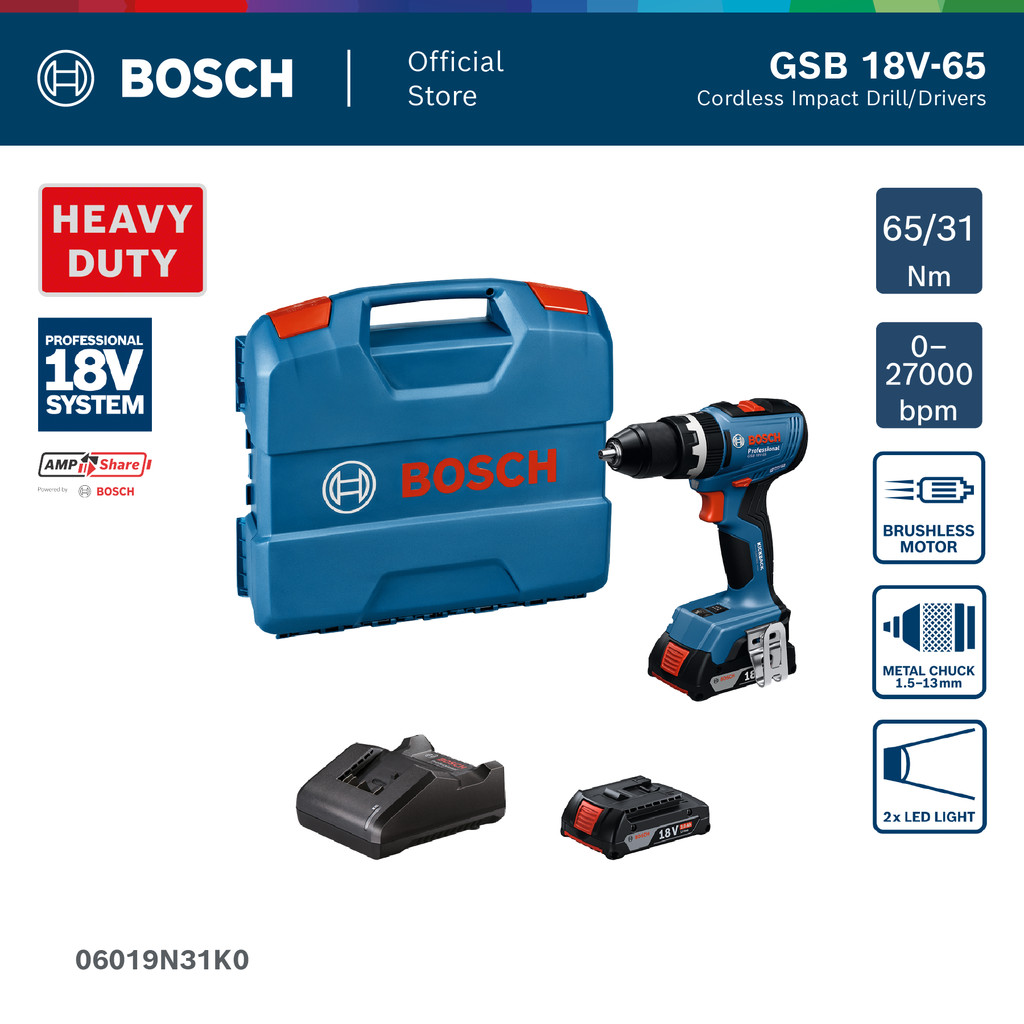 Bosch GSB 18V-65 สว่านกระแทกไร้สาย