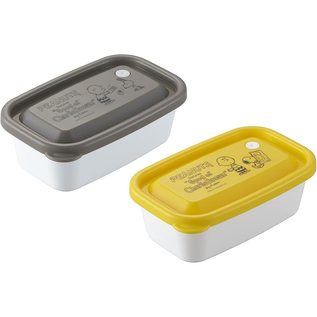 【■】Direct from Japan-OSK Storage Container Peanuts Snoopy Microwave Pack Yellow Gray Square M 450ml 