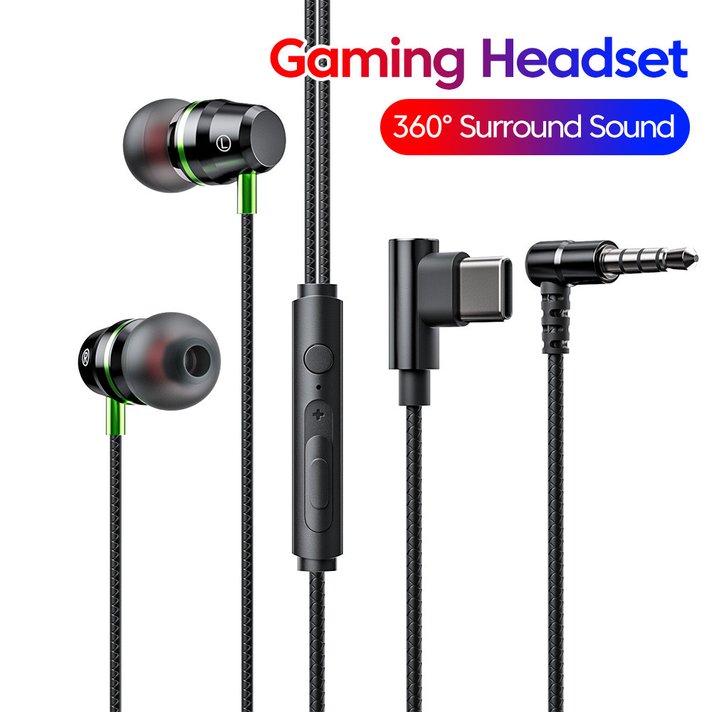 หูฟังประเภท C เกมแบบมีสาย 3.5 มม.ไฮไฟสเตอริโอเสียงรอบทิศทาง USB C หูฟังเพลงตัดเสียงรบกวนพร้อมไมโครโฟนชุดหูฟังกีฬาหูฟัง