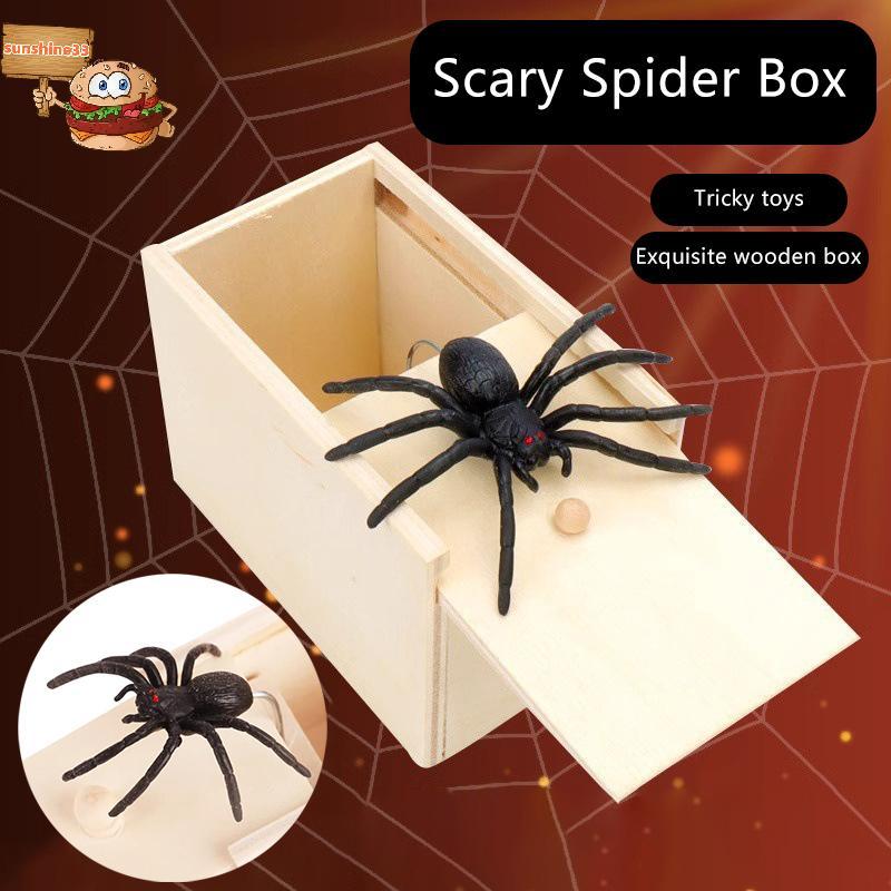 Sun ฮาโลวีนจําลอง Spider Scare Prank กล่อง Creative Pop Out Spider ไม้ Scare กล่องสนุก Surprise Joke
