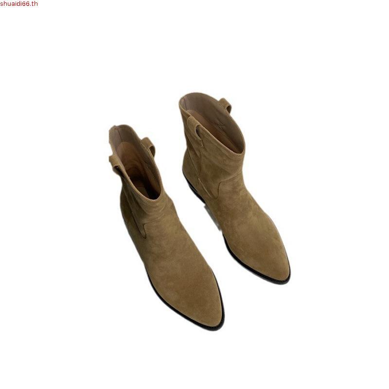 WEAR.SOUL #S557-Cowboy Ankle Boots รองเท้าบูทหนังกลับ