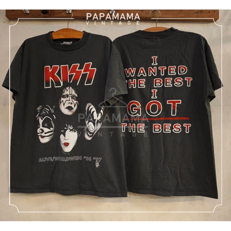 [ KISS ] World Tour "96-"97 i wanted the best i got the best ฟอกเฟด ผ้าร้อย วินเทจ เสื้อวง เสื้อทัวร์ papamama vintage