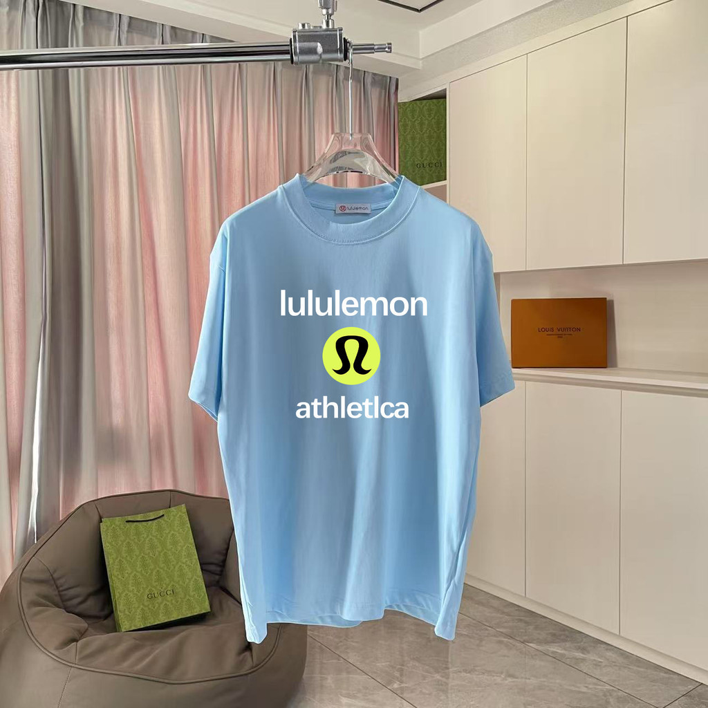 เสื้อยืดผ้าฝ้าย Lululemon ทรงกระชับรอบคอดูสบาย ไซส์ใหญ่ เหมาะสำหรับทั้งชายและหญิง ผ้าฝ้ายระบายอากาศ 