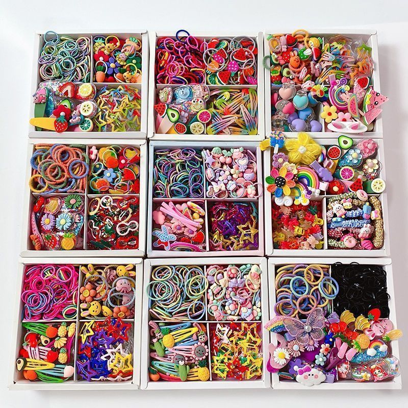 04卡通发饰盲盒随机头饰发绳发箍发夹头绳发圈边夹女超值福袋摆地摊JG04 Cartoon Hair Accessories Blind Box Random Hair Accessories Hair