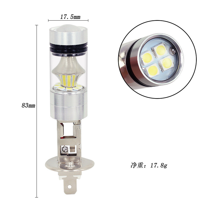 รถ LED รถ H1 3030 20led ไฟตัดหมอกด้านหน้า H1 100w High Power Highlight LED เลียนแบบหลอดไฟหมอก