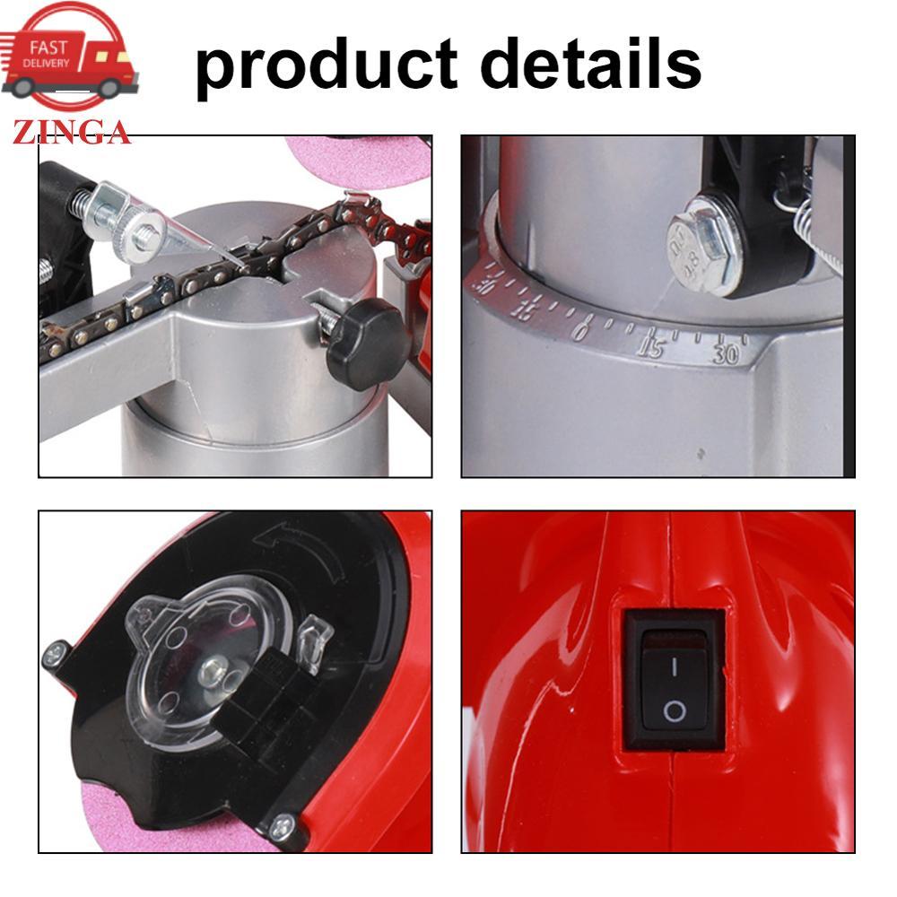 Zinga โต๊ะเครื่องบดโซ่ไฟฟ้าProfessional Sawchain Polisherแฟ้มบดเครื่องมือทองแดงบริสุทธิ์มอเตอร์