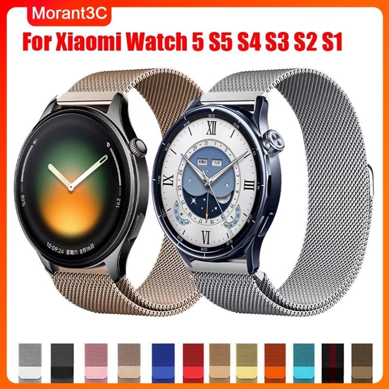 22mm Milanese Loop สําหรับ Xiaomi นาฬิกา 5/S5/S4 47 มม.สร้อยข้อมือแม่เหล็กสําหรับ Xiaomi S3/S2/S1 pro สแตนเลสสตีลสําหรับ Redmi นาฬิกา 5Active/5Lite