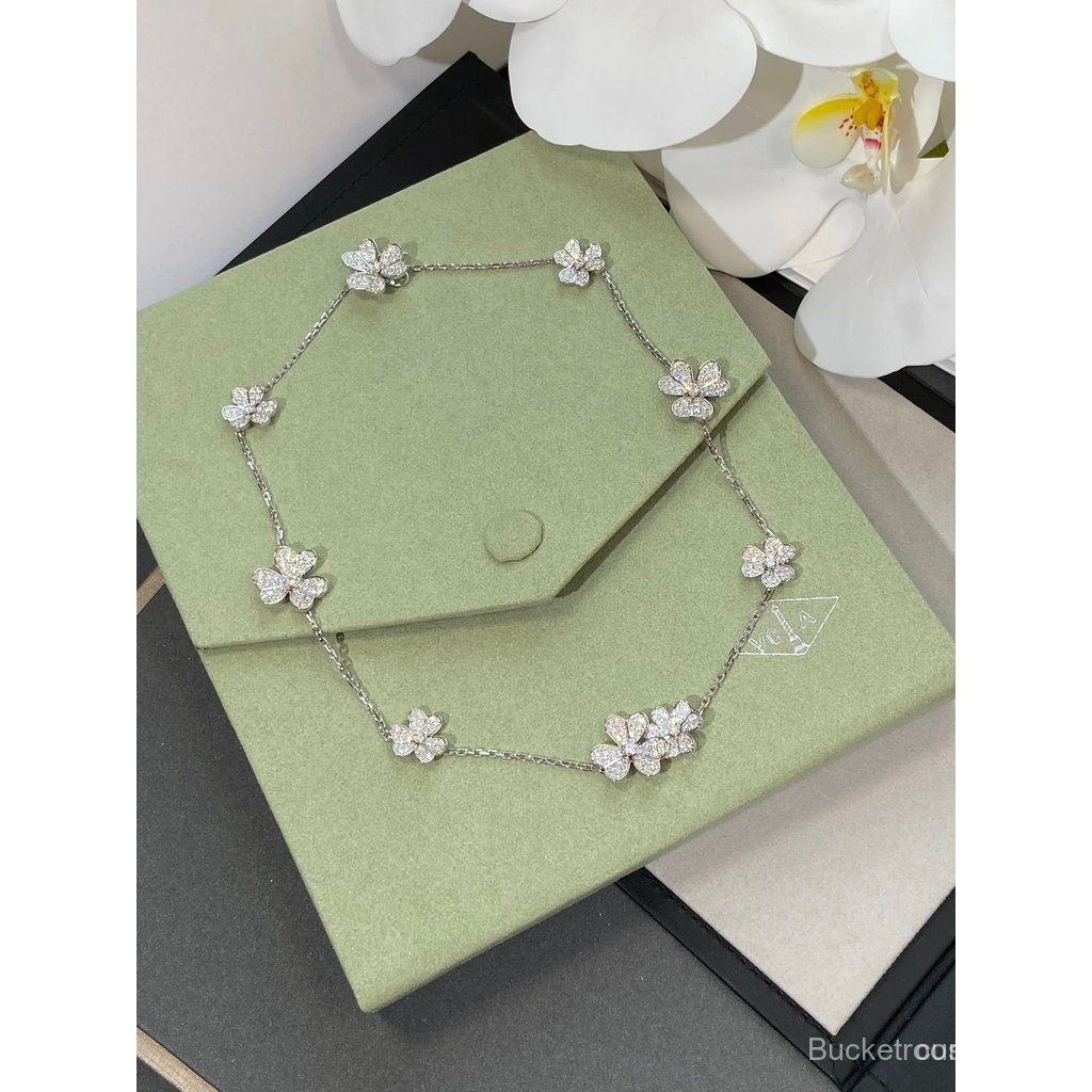 สร้อยคอ Van Cleef & Arpels Frivole ดีไซน์เพชรเต็มและลายดอกไม้