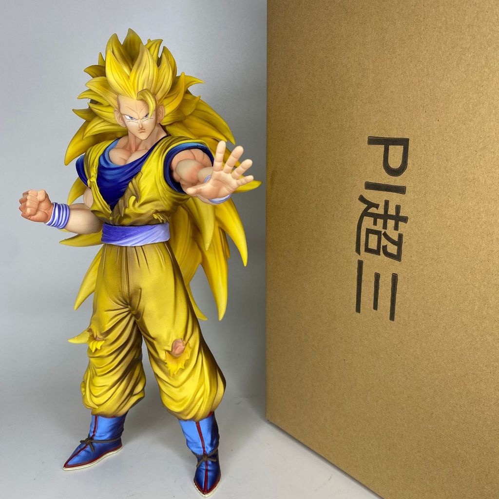 32 ซม.SSJ3 Goku รูปปั้นเรซิ่น - Super Saiyan 3 Son Goku Raising Hand Combat Pose รูป PVC