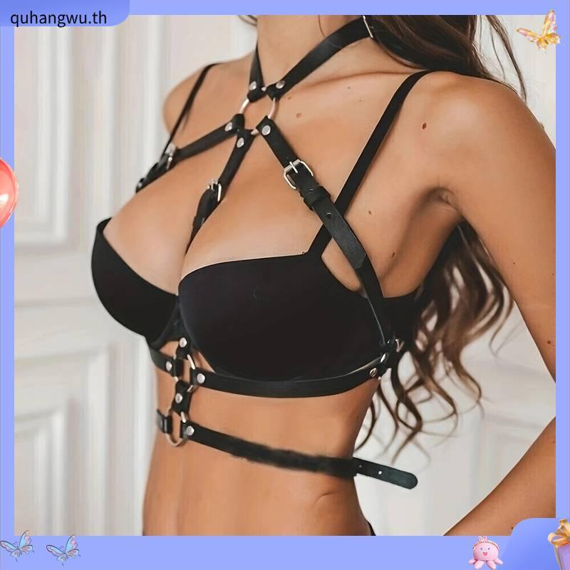 YJ Women PU Leather Body Sexy Lingerie Stripper Sexual Outfit Garter BDSM Fetish Gothic Erotic Harne