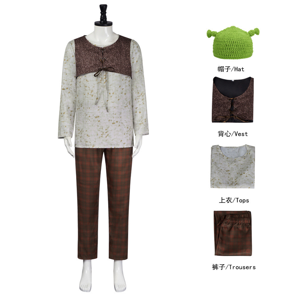 เสื้อผ้าฮาโลวีนสำหรับคอสเพลย์ Shrek ชุดพร้อมสวมใส่