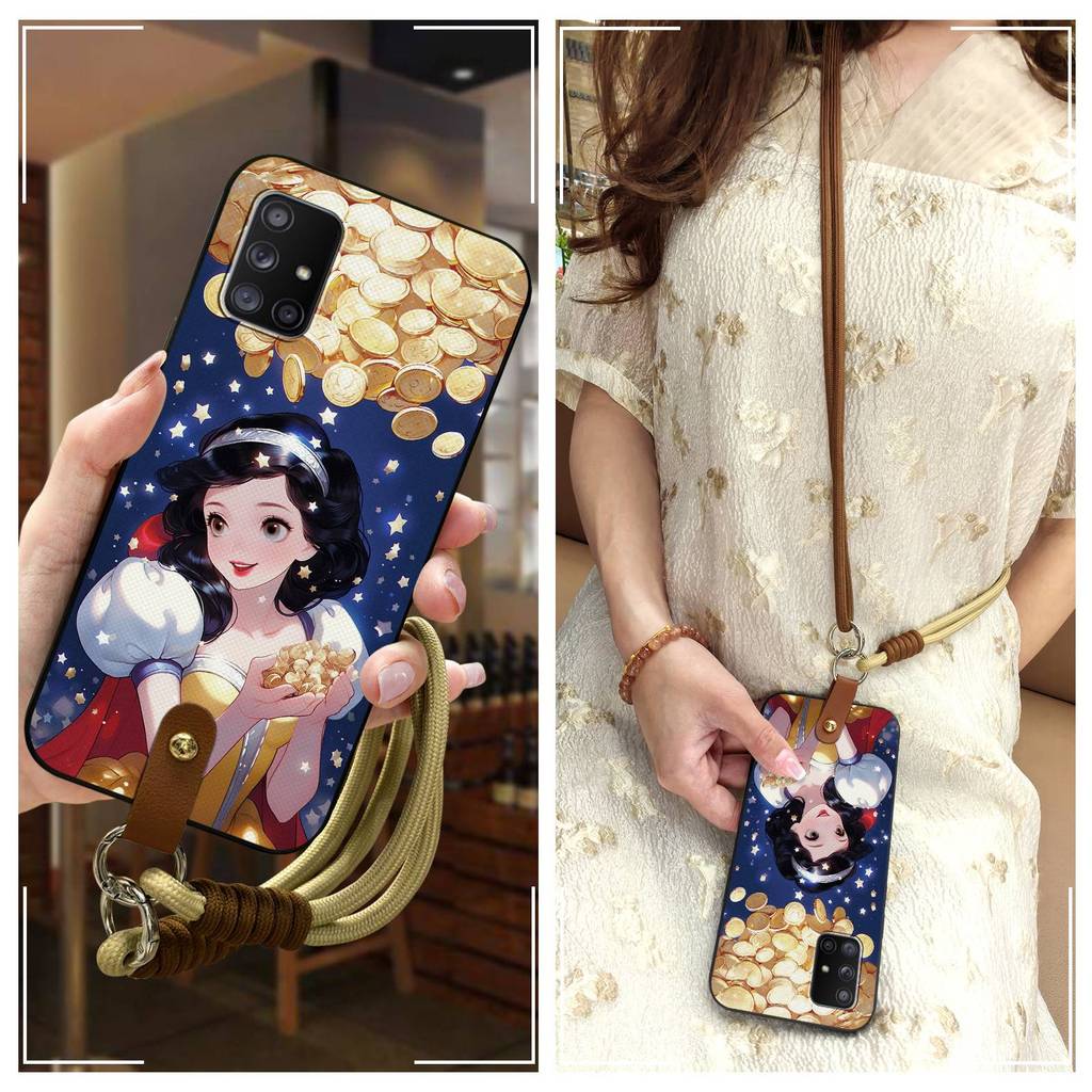 การ์ตูนน่ารักเคสโทรศัพท์สําหรับ Samsung Galaxy A71 5G/A Quantum ออกแบบแฟชั่นกันกระแทกทนทาน TPU Lanya