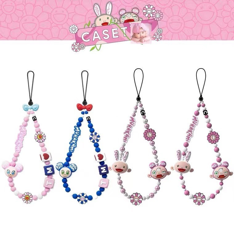 CASE Murakami Takashi MR.DOB KAIKAI และ KIKI Phone Chain ซิลิโคน Lanyard Pearl Chain