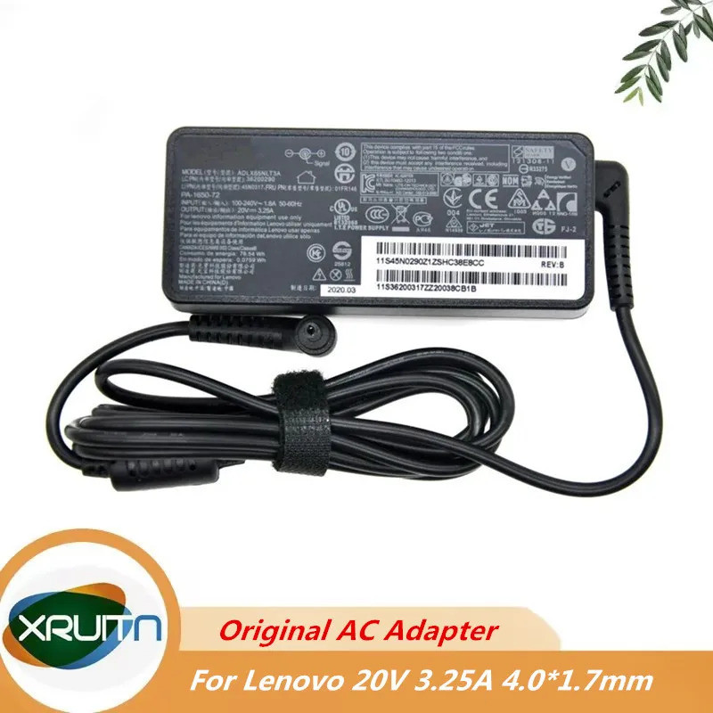 ของแท้ 20V 3.25A 65W 4.0*1.7 มม.อะแดปเตอร์ AC แล็ปท็อปสําหรับ Lenovo Ideapad S145-15API S145-14API ส