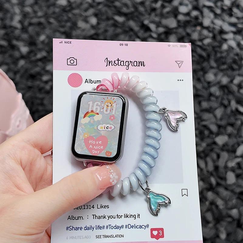 Scrunchie สาย Cute สำหรับ for Smartwatch Redmi Watch 6 5 4 สาย TPU ยืดหยุ่นสำหรับ for Xiaomi Mi Band 9 Pro/8 Pro ราคา ถูกที่สุด ดีลบีเคเค แกลเลอรีภาพที่ 4