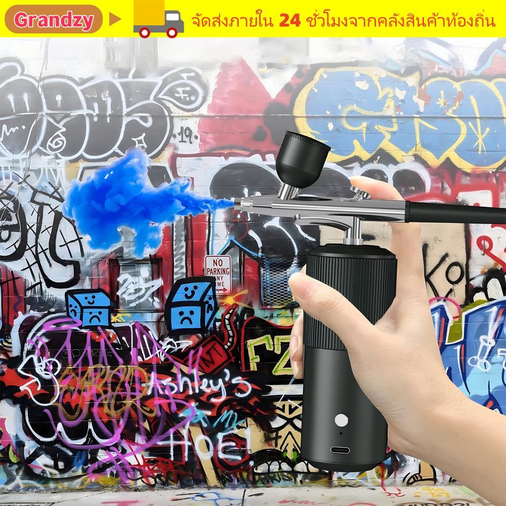 GRANDZY Mini Airbrush Kit, Hair Dye Barber Airbrush|สเปรย์มัลติฟังก์ชั่น, แอร์บรัชแต่งหน้าเค้กขนมจิตรกรรมสเปรย์ ยูเอสบี ครัวเรือนสเปรย์ตัดผม