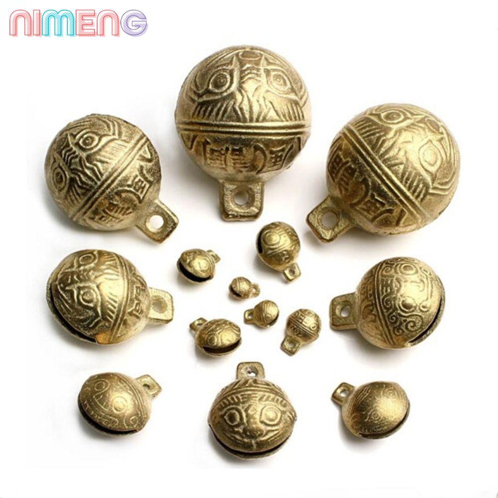 NIMENG กระดิ่งทองเหลือง, กระดิ่งปลอกคอสุนัขขนาดเล็กวินเทจ, กระดิ่งทองแดง 11mm14mm18mm20mm53mm Craft Bells
