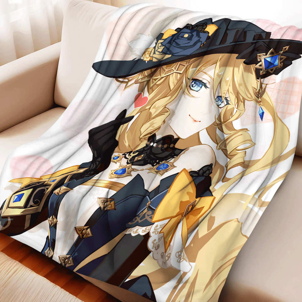 Genshin Impact - Neuvillette อะนิเมะผ้าห่มสักหลาดโซฟาขนแกะ Camping Nap ผ้าห่มนุ่มปุย