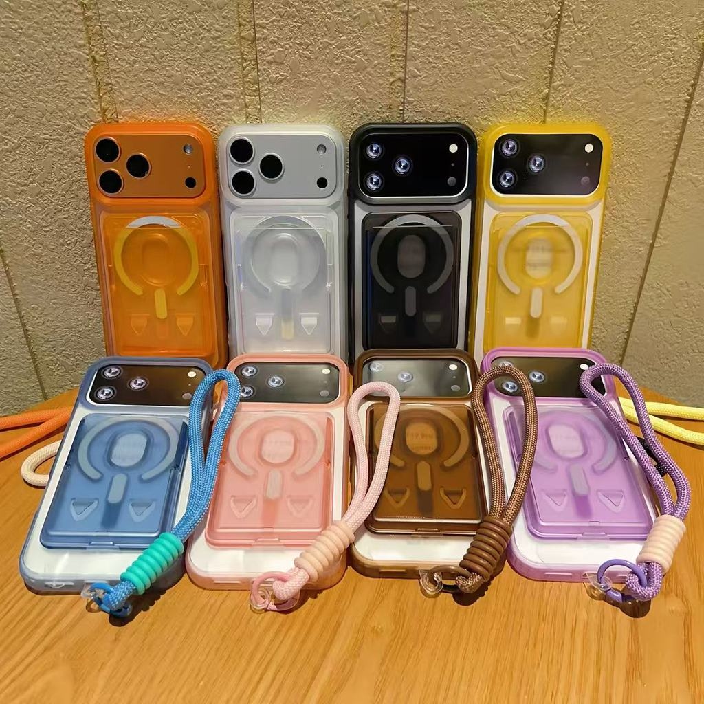 ปลอกหรูหราผู้ถือบัตรแม่เหล็กยืนชุดสามชิ้นเหมาะสําหรับ ไอโฟน 17 16 15 14 13 12 มือโปร สูงสุด เคสโทรศัพท์ป้องกันการตก - รูปที่ 6