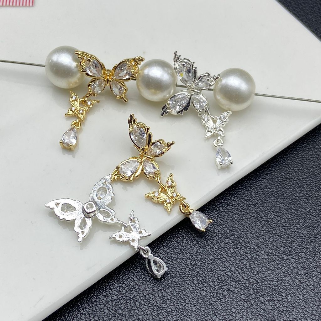 Spacer ลูกปัด diy อุปกรณ์เสริมผีเสื้อคู่ Cross Hole