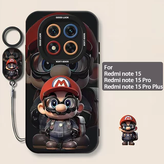 เคส Redmi Note 14 15 Pro 5G เคส Redmi Note 14 15 5G, 14 15 Pro Plus ลายการ์ตูนอนิเมะมาริโอ้ กันกระแทก พร้อมที่ป้องกันกล้อง หนังพร้อมสายโทรศัพท์ เคสซิลิโคนด้านนุ่ม