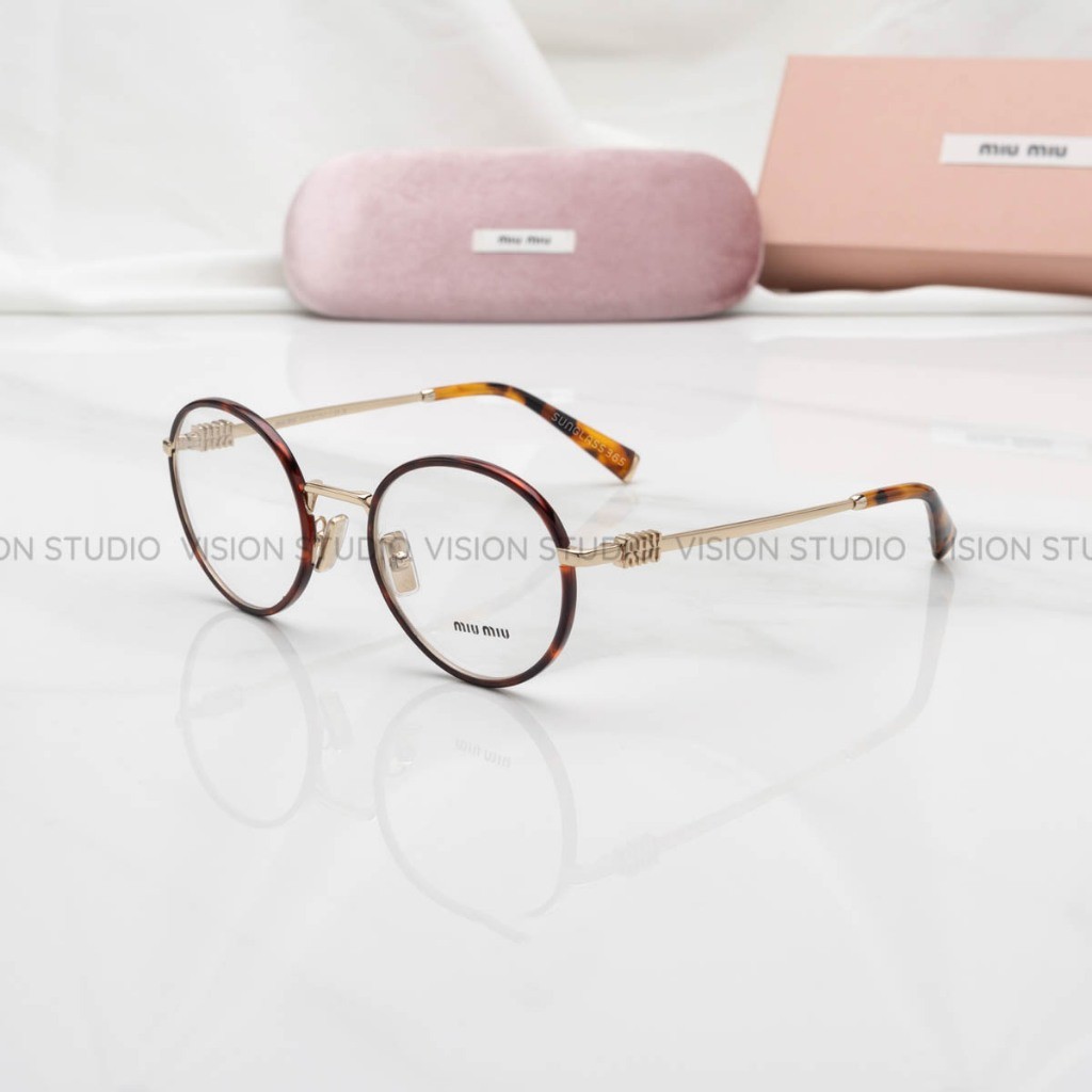 แว่นสายตา Miu Miu รุ่น MU52XV สีกระ/ทอง 15U1O1 ใหม่ ของแท้100% รับประกัน 2 ปีเต็ม พร้อมอุปกรณ์