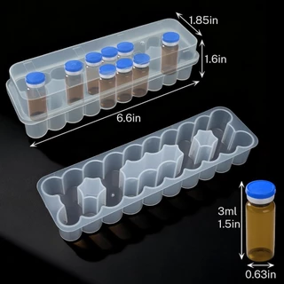 ALLUCK Microtube กล่องเก็บ, Stackable Vial Storage กล่องเปปไทด์พลาสติก 3/5/7/10mL จำนวนช่อง 2 / 10 และ 24 ช่อง