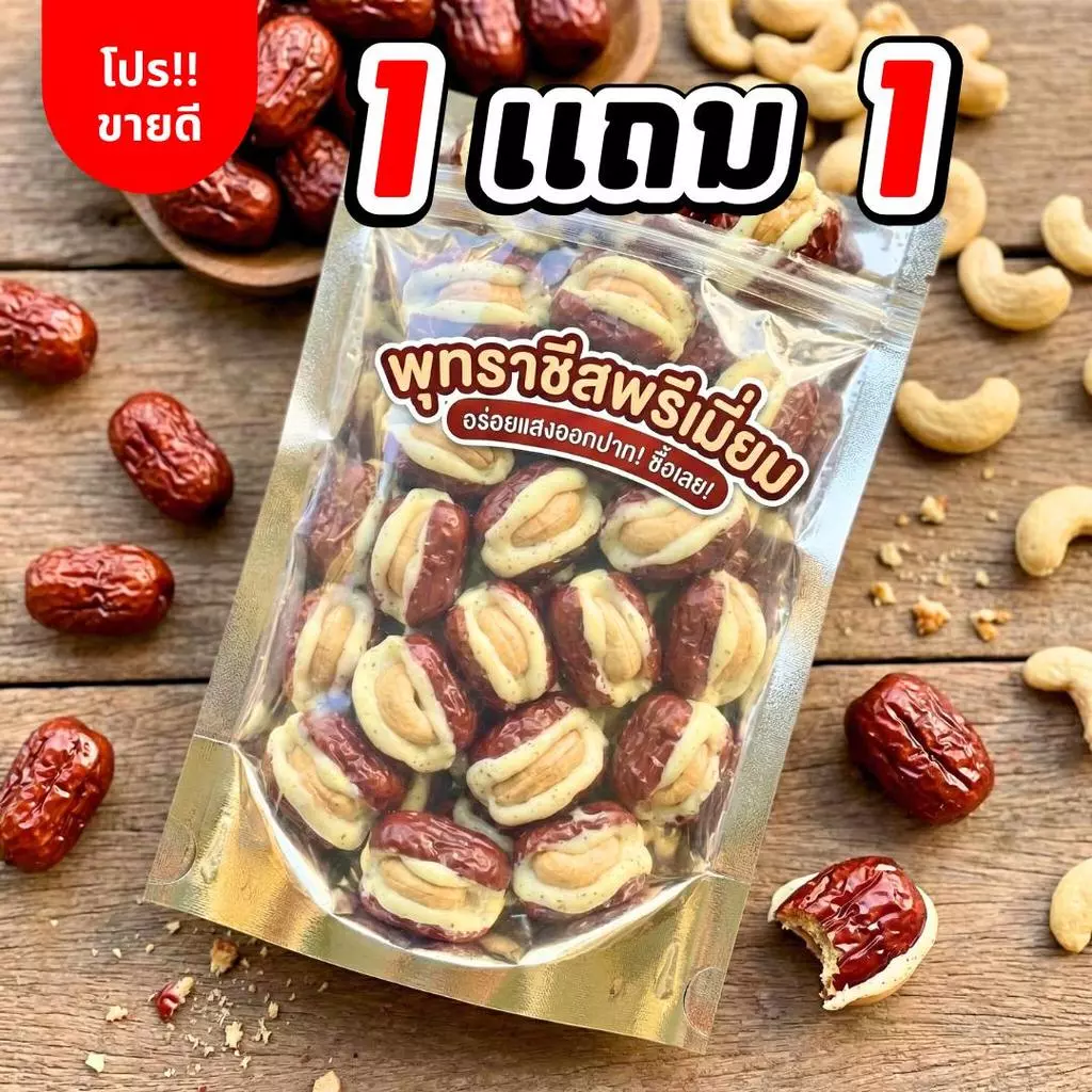 พุทราสอดไส้นมชีส เม็ดมะม่วงหิมะพานต์ (ล็อตใหม่)